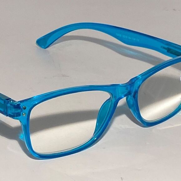 1440 Helen 2.5 Reading Glasses Thin Rectanle Bluelight Filter Blue Frames NWT main image 6